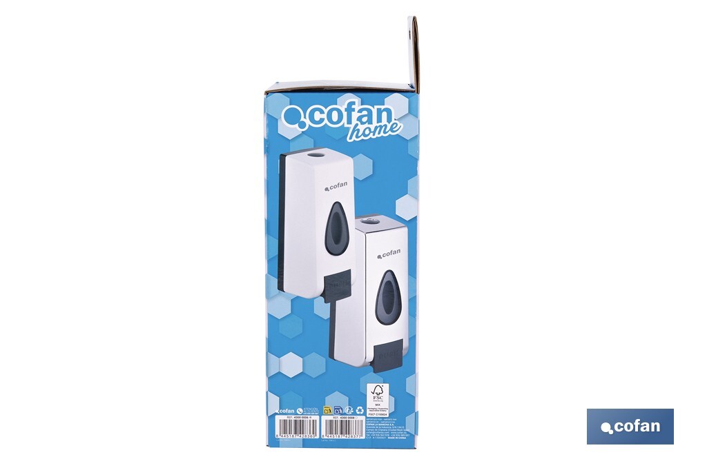 Dosificador de jabón líquido | Capacidad: 600 ml | Material: ABS resistente | Apto para uso comercial | Disponible en dos colores - Cofan