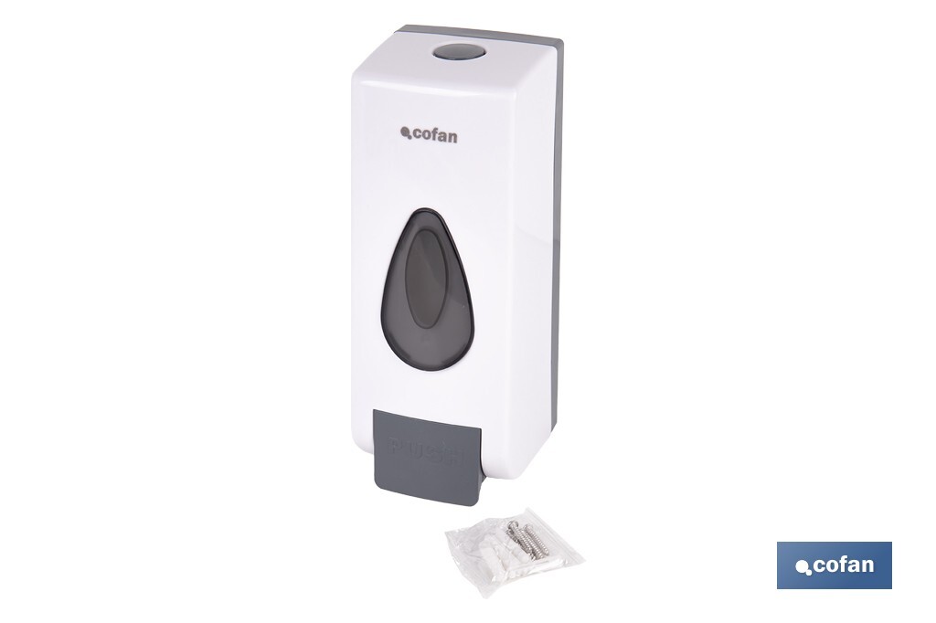 Dosificador de jabón líquido | Capacidad: 600 ml | Material: ABS resistente | Apto para uso comercial | Disponible en dos colores - Cofan