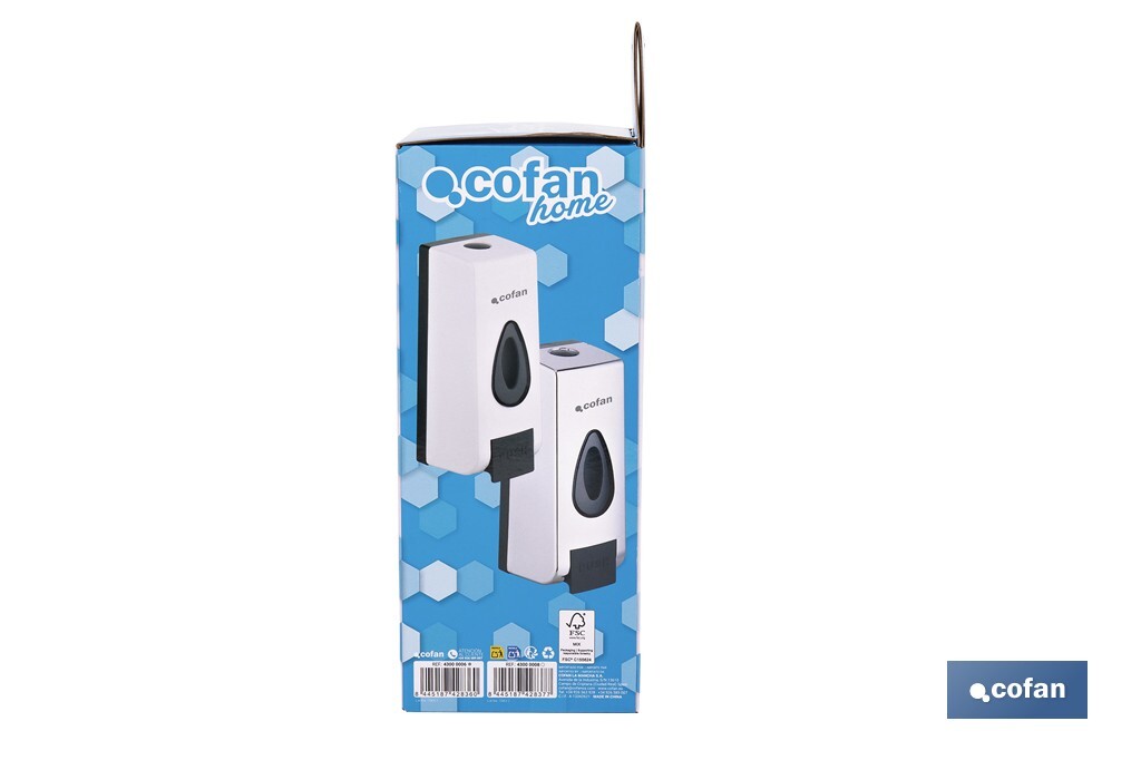 Dosificador de jabón líquido | Capacidad: 600 ml | Material: ABS resistente | Apto para uso comercial | Disponible en dos colores - Cofan