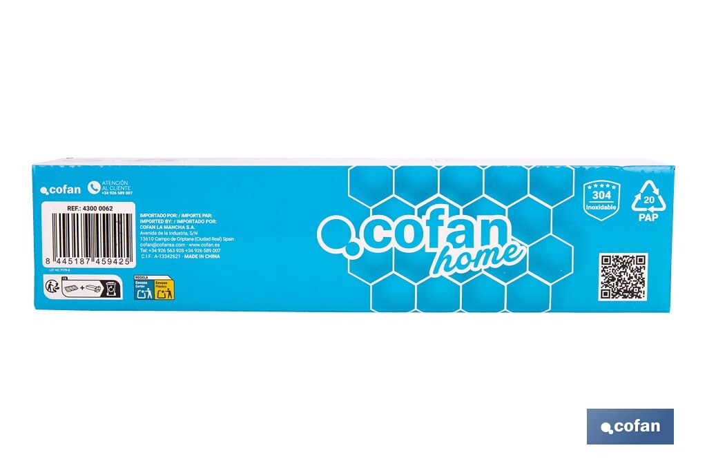 Toallero de baño negro mate | Material: acero inoxidable | Diseño cuadrado | Kit de fijación incluido | Medidas: 27 x 8 x 5,5 cm - Cofan