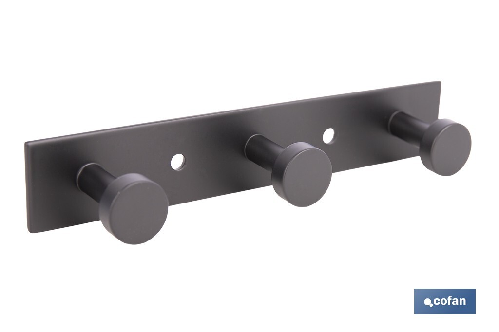 Perchero de pared negro | Material: acero inoxidable | Resistente y elegante | Disponible con diferentes colgadores - Cofan