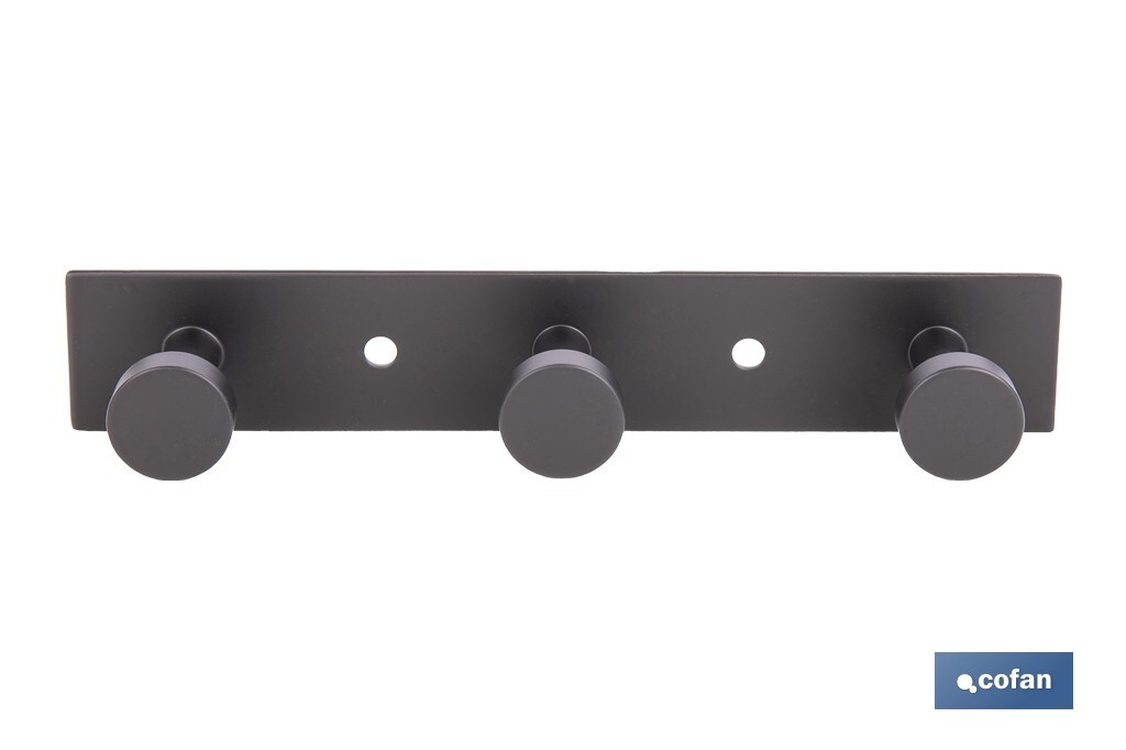Perchero de pared negro | Material: acero inoxidable | Resistente y elegante | Disponible con diferentes colgadores - Cofan