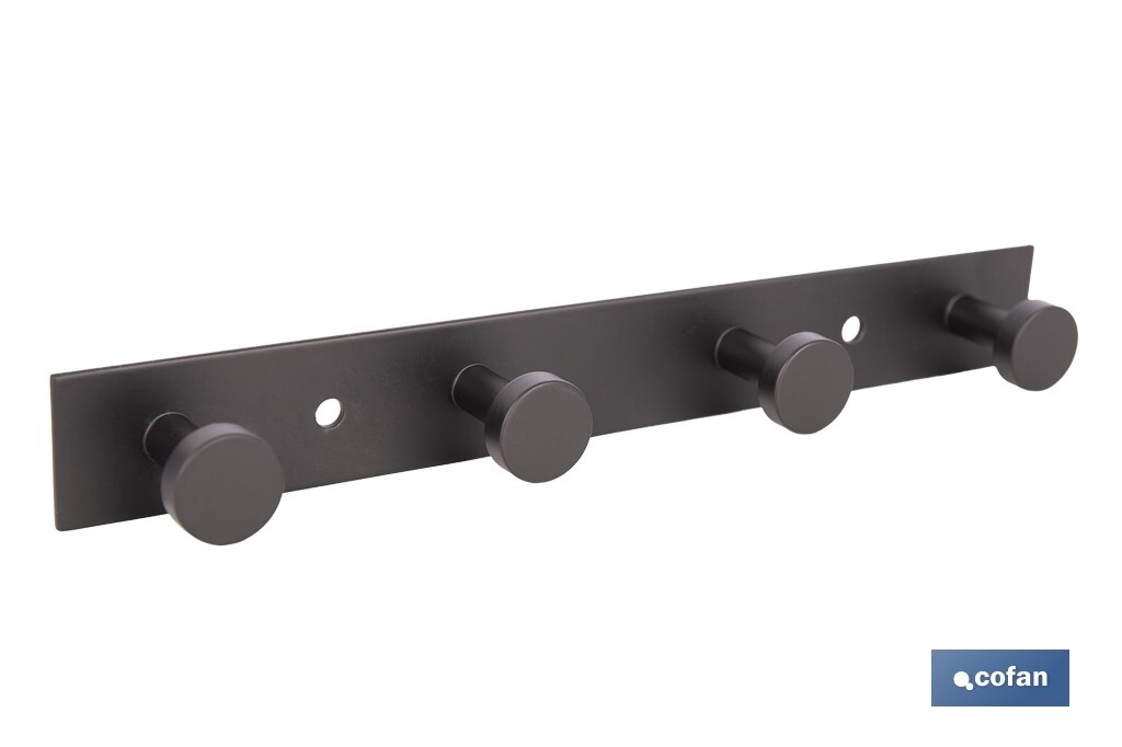 Perchero de pared negro | Material: acero inoxidable | Resistente y elegante | Disponible con diferentes colgadores - Cofan
