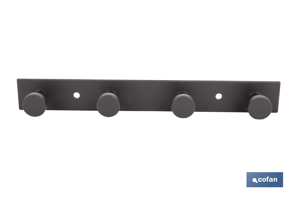 Perchero de pared negro | Material: acero inoxidable | Resistente y elegante | Disponible con diferentes colgadores - Cofan
