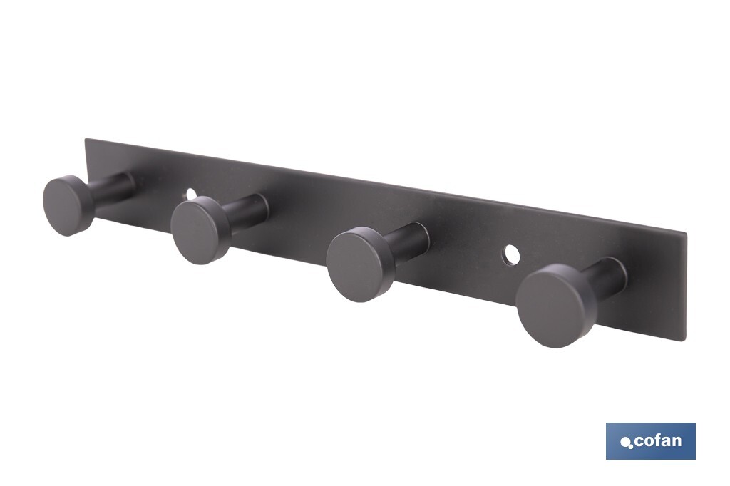 Perchero de pared negro | Material: acero inoxidable | Resistente y elegante | Disponible con diferentes colgadores - Cofan
