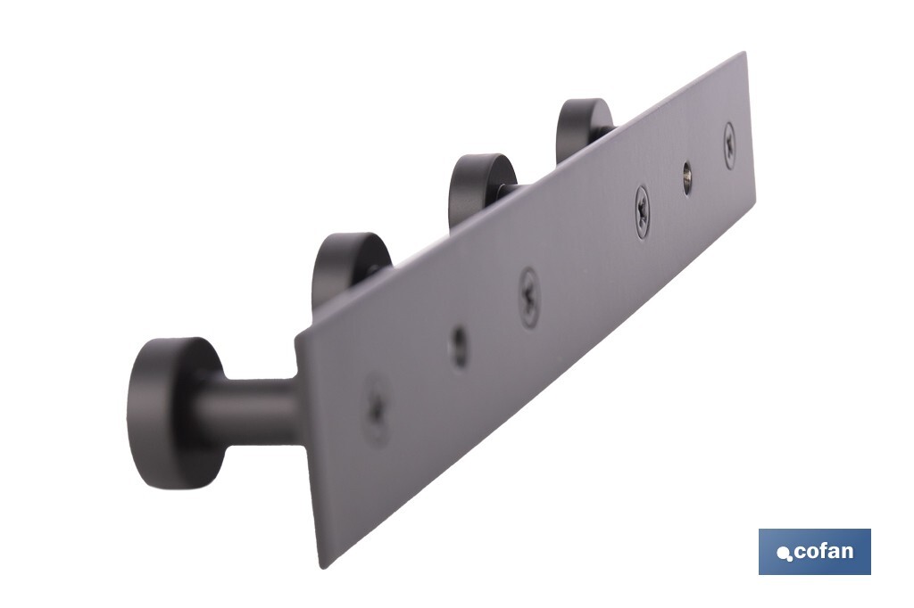 Perchero de pared negro | Material: acero inoxidable | Resistente y elegante | Disponible con diferentes colgadores - Cofan