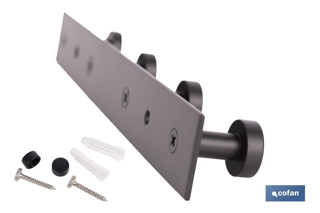 Perchero de pared negro | Material: acero inoxidable | Resistente y elegante | Disponible con diferentes colgadores - Cofan