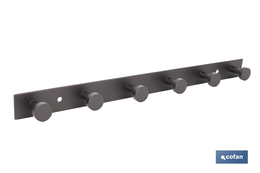 Perchero de pared negro | Material: acero inoxidable | Resistente y elegante | Disponible con diferentes colgadores - Cofan