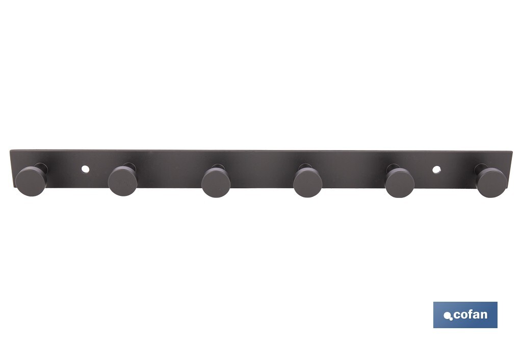Perchero de pared negro | Material: acero inoxidable | Resistente y elegante | Disponible con diferentes colgadores - Cofan