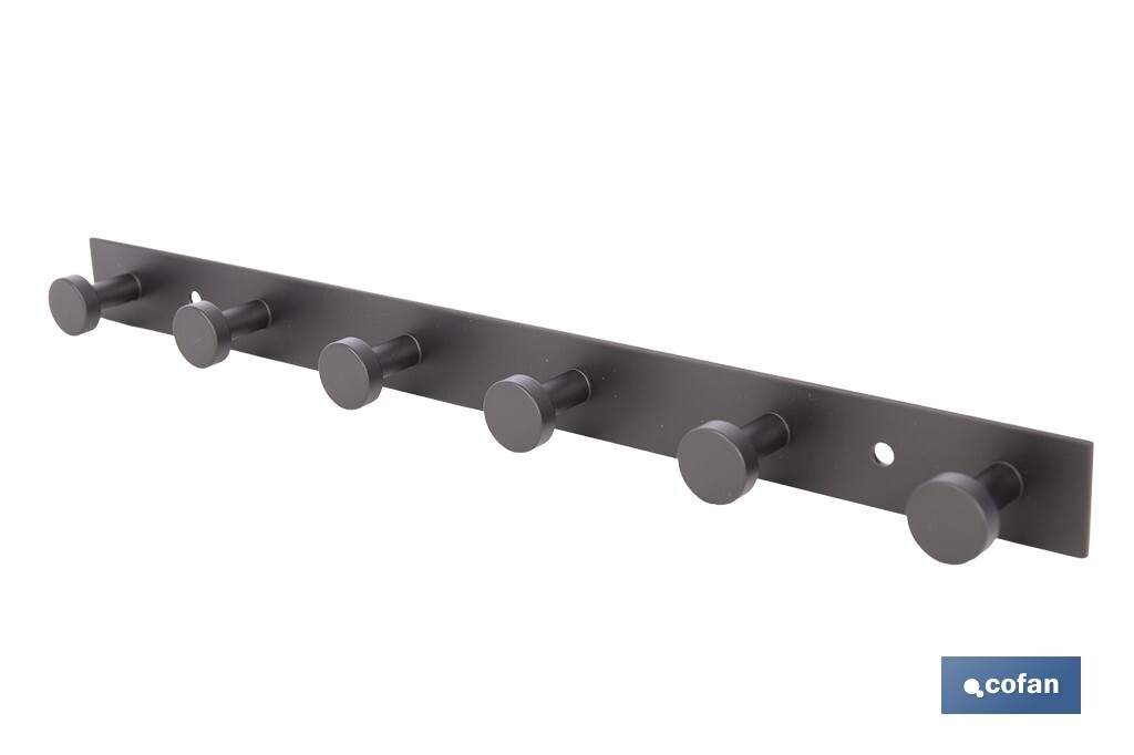Perchero de pared negro | Material: acero inoxidable | Resistente y elegante | Disponible con diferentes colgadores - Cofan