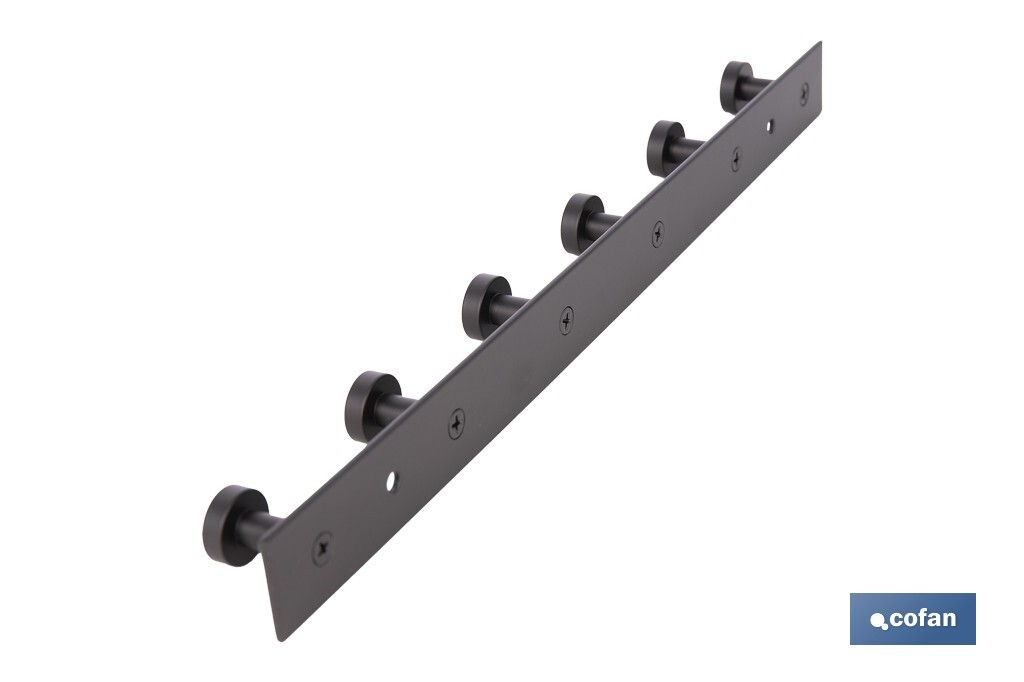 Perchero de pared negro | Material: acero inoxidable | Resistente y elegante | Disponible con diferentes colgadores - Cofan