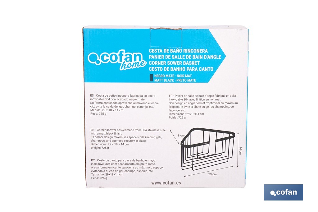  Panier de Salle de Bain | D'Angle | Fabriqué en Acier Inoxydable 304 - Cofan