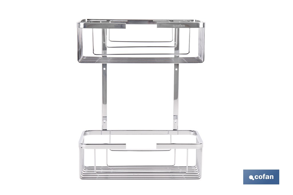 Cesta de ducha doble para baño | Organizador daño con fijación a pared | Disponible en 2 acabados - Cofan