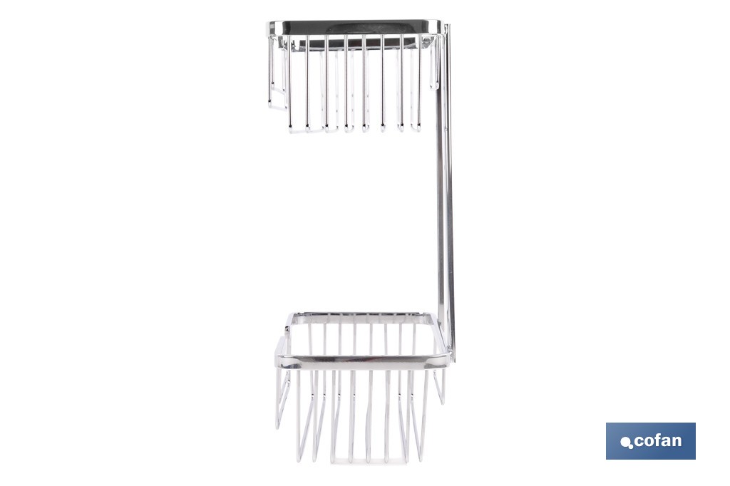 Cesta de ducha doble para baño | Organizador daño con fijación a pared | Disponible en 2 acabados - Cofan