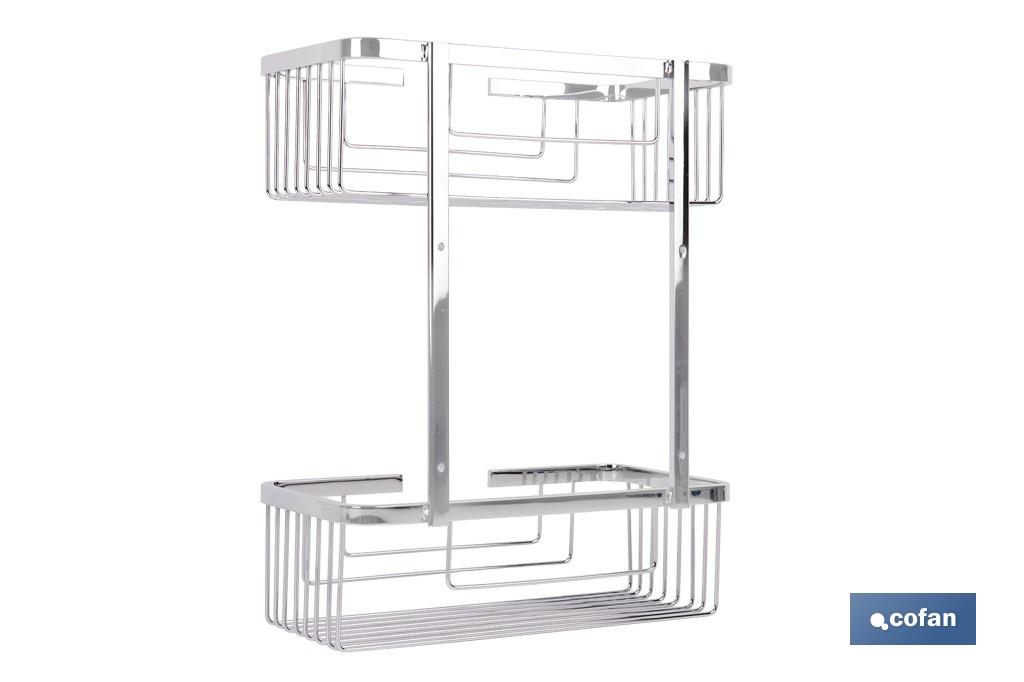 Cesta de ducha doble para baño | Organizador daño con fijación a pared | Disponible en 2 acabados - Cofan