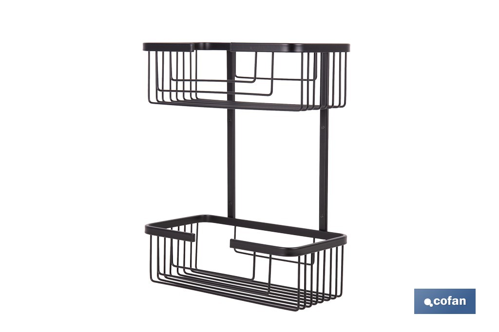 Cesta de ducha doble para baño | Organizador daño con fijación a pared | Disponible en 2 acabados - Cofan
