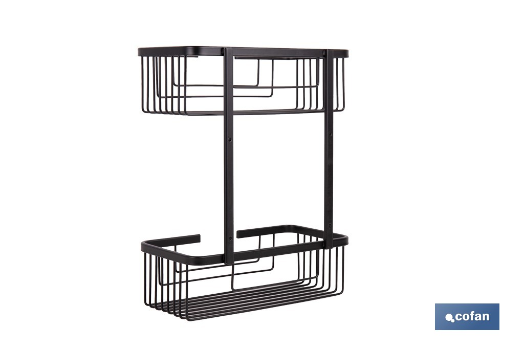 Cesta de ducha doble para baño | Organizador daño con fijación a pared | Disponible en 2 acabados - Cofan