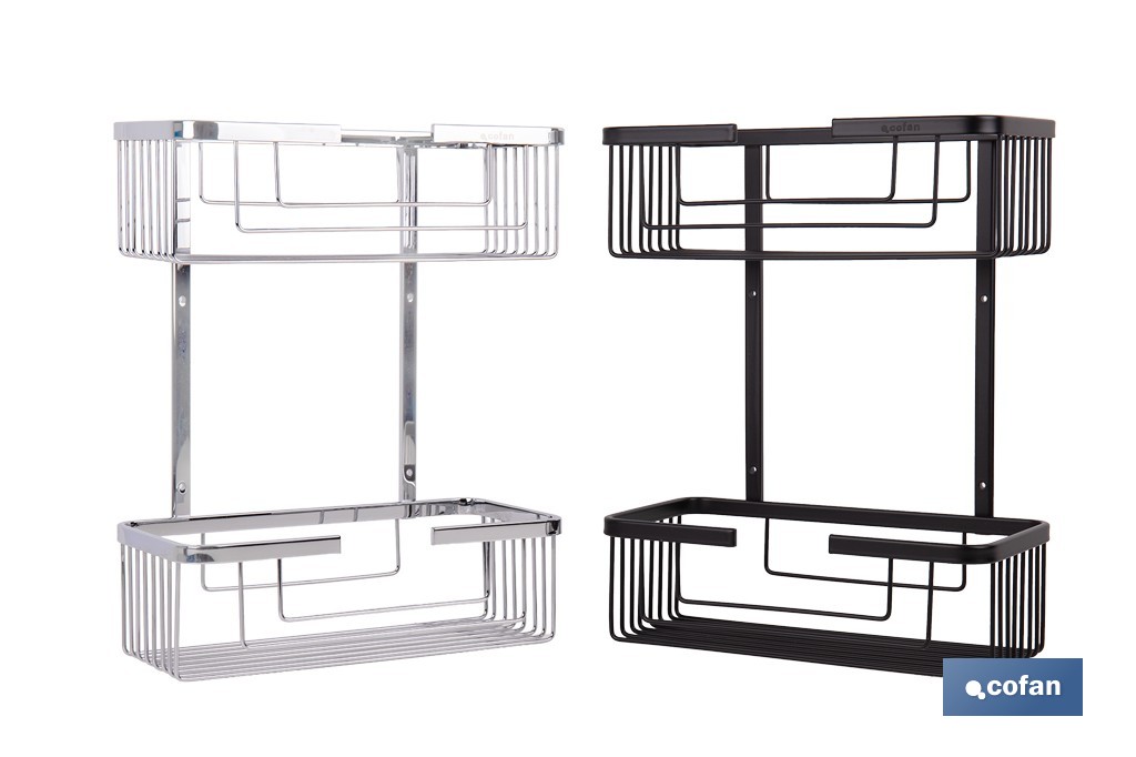 Cesta de ducha doble para baño | Organizador daño con fijación a pared | Disponible en 2 acabados - Cofan