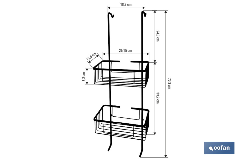 Cesta de ducha doble colgante de acero inoxidable 304 con 2 niveles | Disponible en dos acabados - Cofan