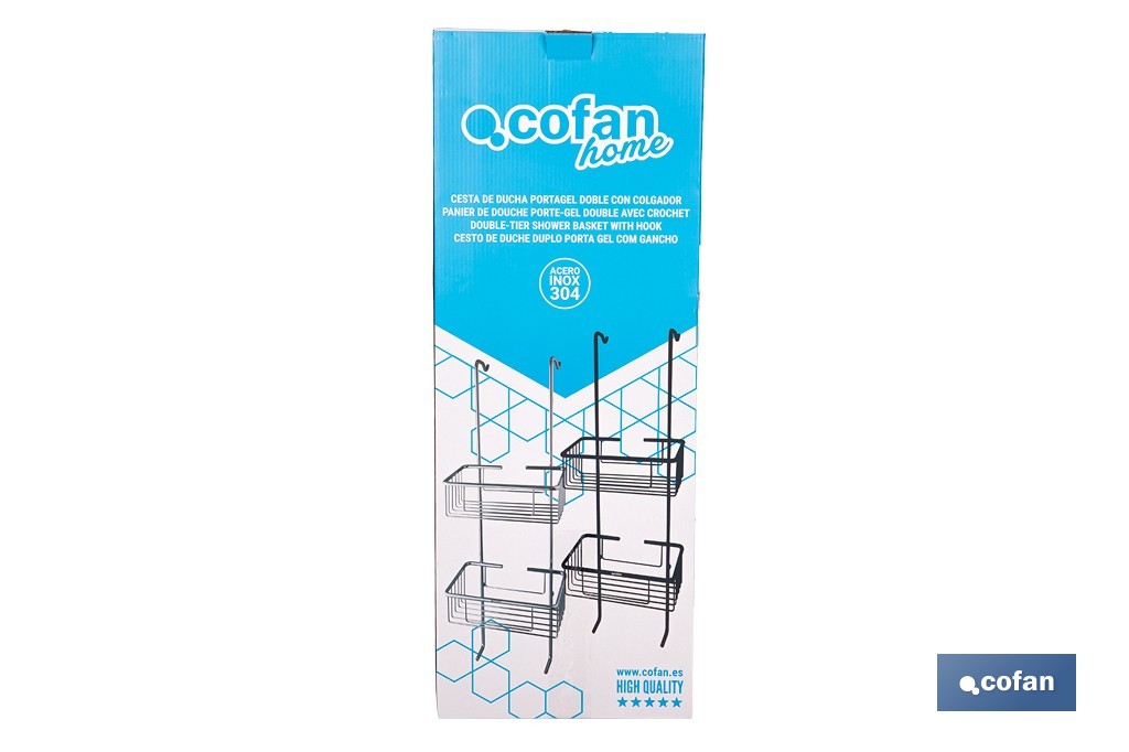 Cesta de ducha doble colgante de acero inoxidable 304 con 2 niveles | Disponible en dos acabados - Cofan
