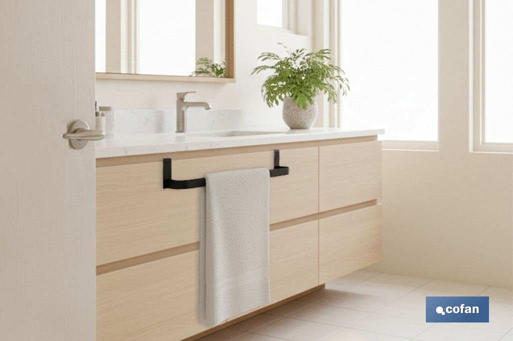 Toallero para mueble de baño con longitud de 36 cm. Dos acabados diferentes. - Cofan