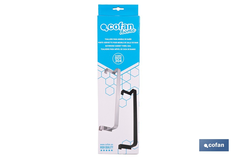 Toallero para mueble de baño con longitud de 36 cm. Dos acabados diferentes. - Cofan