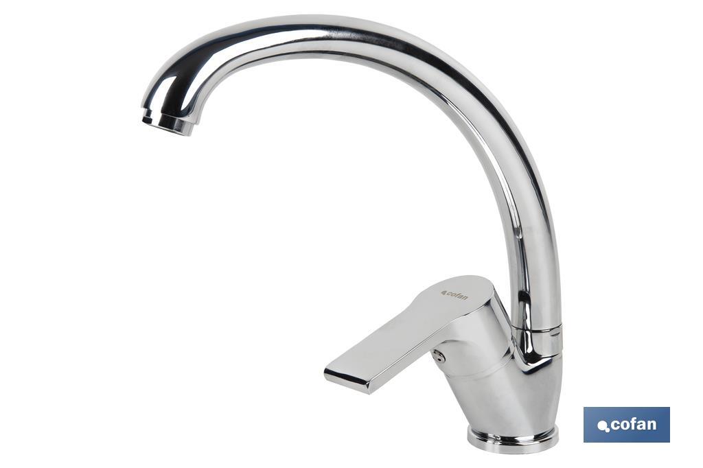 Single-handle sink tap | High C-shaped spout | Ross Model | Brass | Size: 23 x 25 x 4cm - Cofan