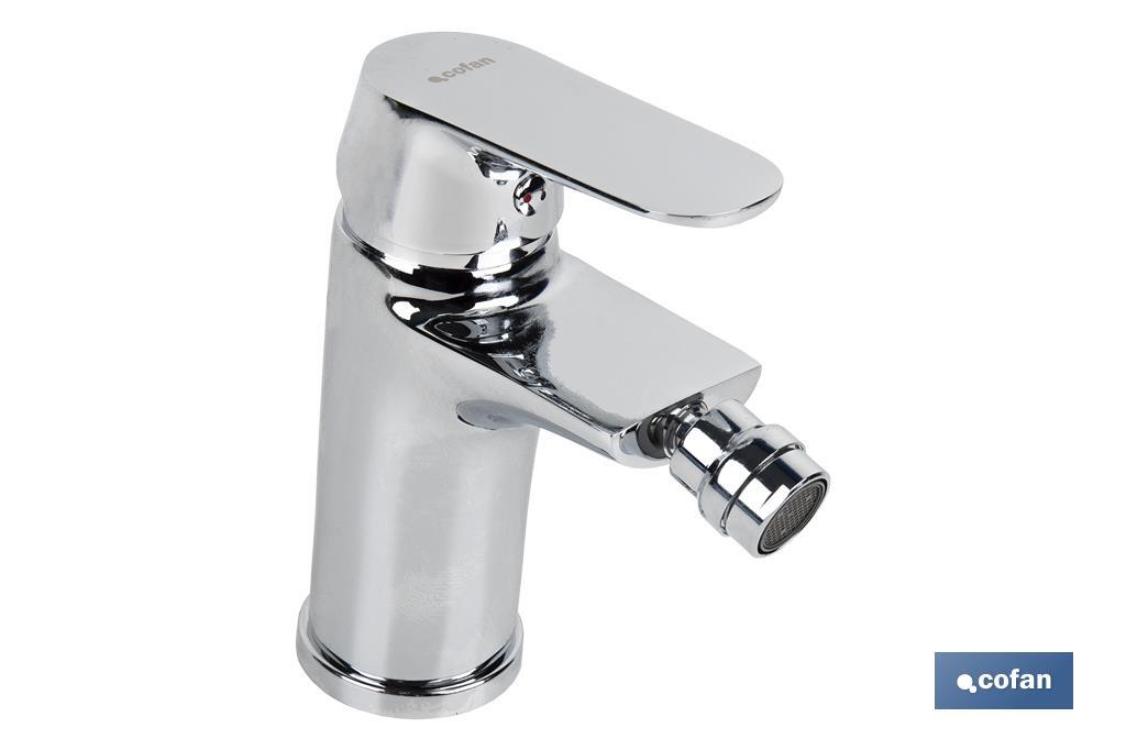 Miscelatore per bidet Monocomando | Dimensioni: 40 mm | Modello Rift | Realizzato in ottone con rifiniture cromate e manopola in lega di zinco - Cofan