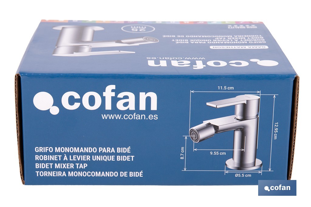 Robinet pour Bidet Mitigeur | Dimension 25 mm | Modèle Matheson | Fabriqué en Laiton avec une Finition en Chromé - Cofan