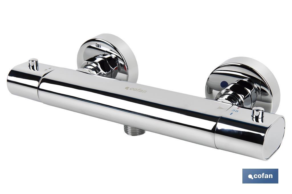 Shower Mixer Tap | Thermostatic Tap | Matheson Model | Brass with Chrome-Plated Finish and ABS Handle - Cofan