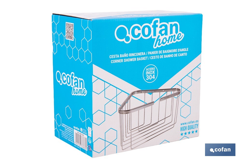  Panier de Salle de Bain | D'Angle | Fabriqué en Acier Inoxydable 304 - Cofan