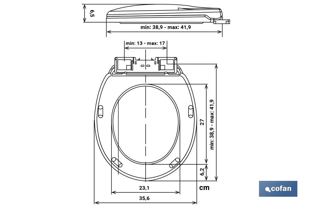 Tapa WC | Medidas 40.4 x 35.6 cm | Fabricada en Polipropileno Blanco - Cofan