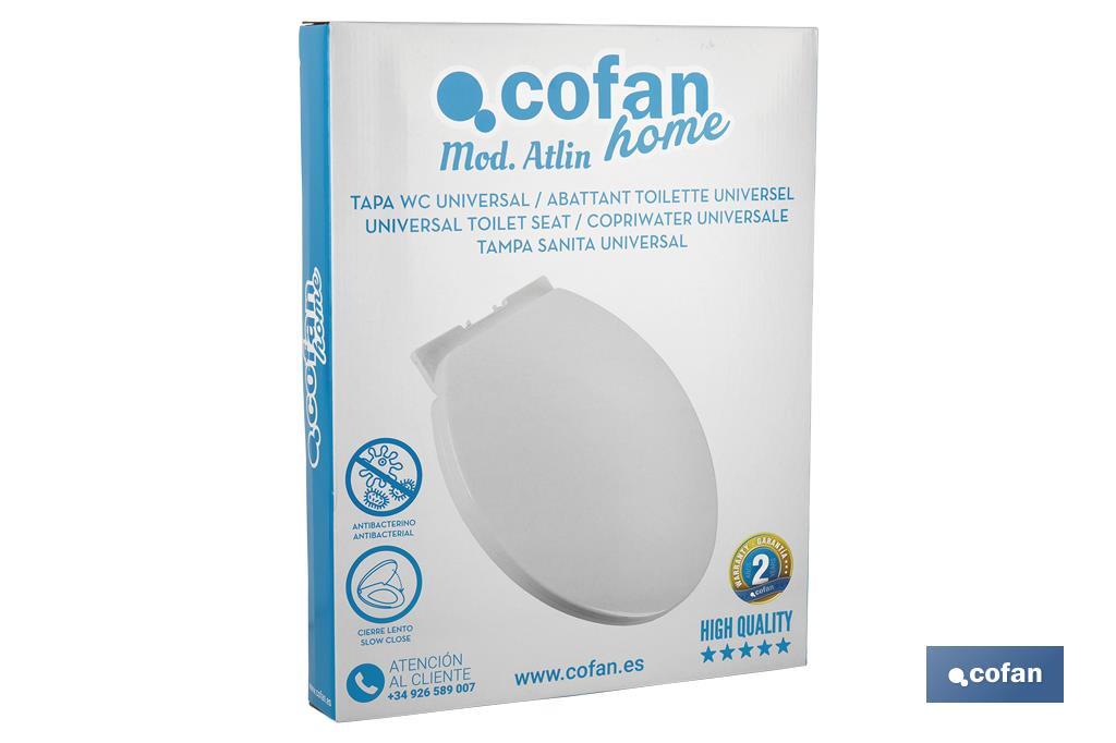 Toilet Seat | Size: 41.9 x 34.7cm | Atlin Model | White Polypropylene - Cofan