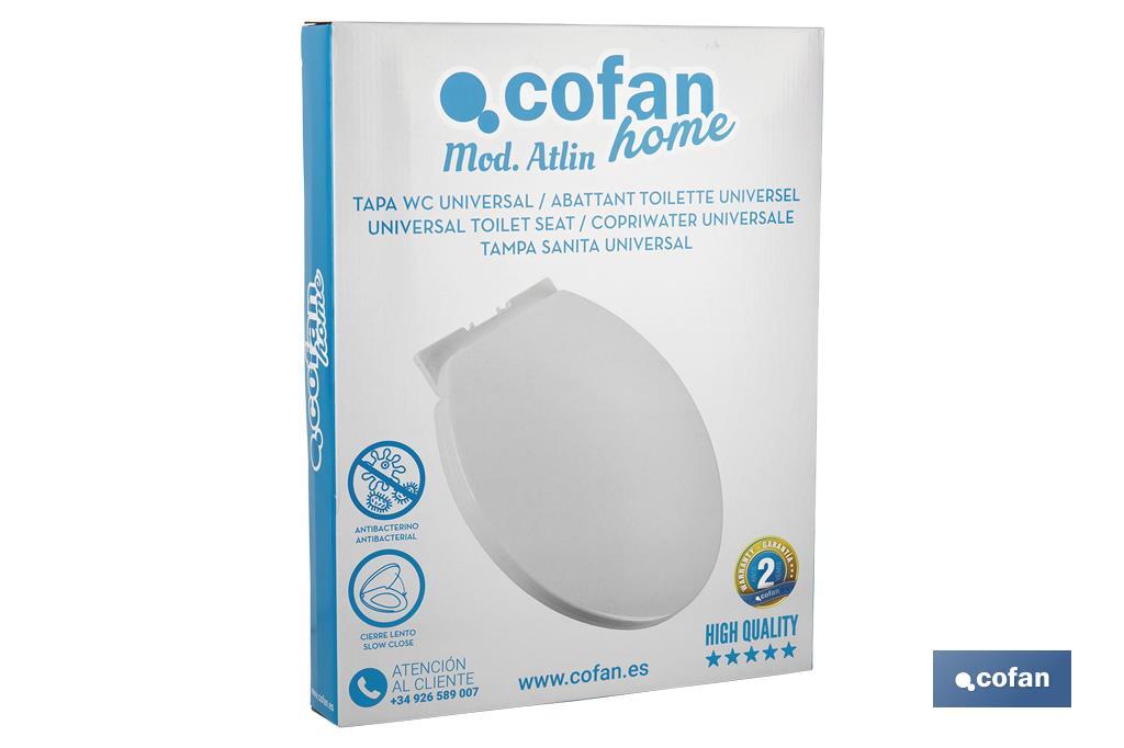 Copriwater WC | Dimensioni 41,9 x 34,7 cm | Modello Atlin | Realizzato in polipropilene bianco - Cofan