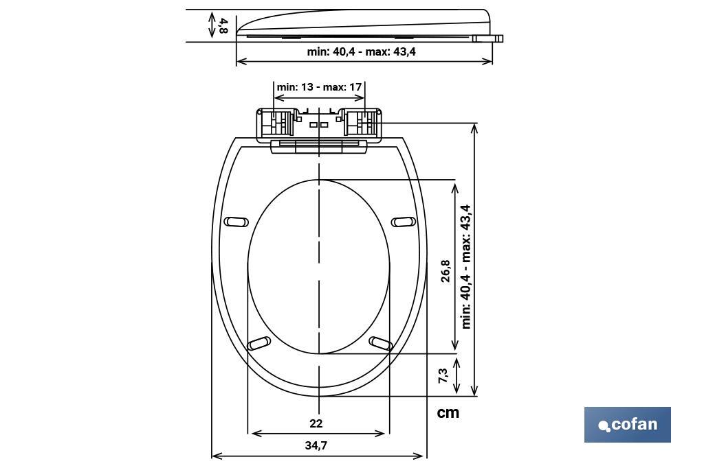 Tapa WC | Medidas 41.9 x 34.7 cm | Fabricada en Polipropileno Blanco - Cofan