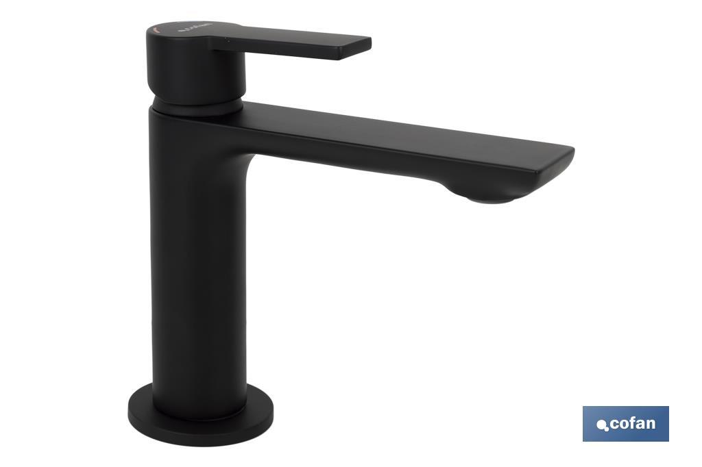 Single-handle mixer basin tap | Black bathroom fittings | Cartridge of 25mm - Cofan