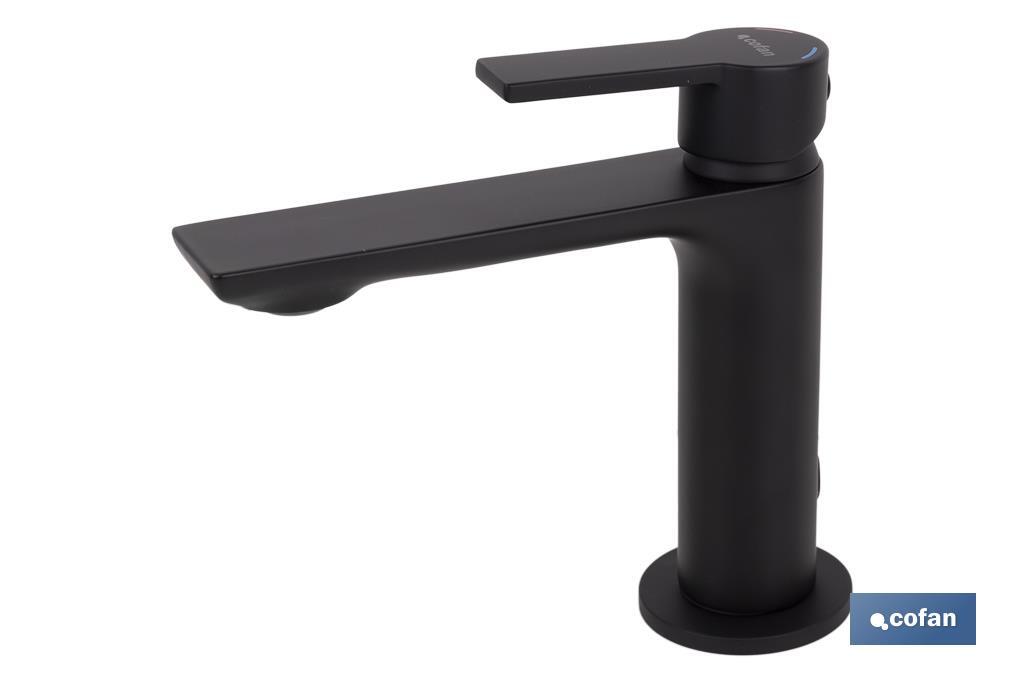 Single-handle mixer basin tap | Black bathroom fittings | Cartridge of 25mm - Cofan