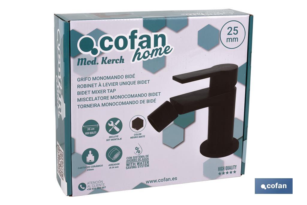 Miscelatore monocomando per bidet | Rubinetteria nera | Cartuccia da 25 mm - Cofan