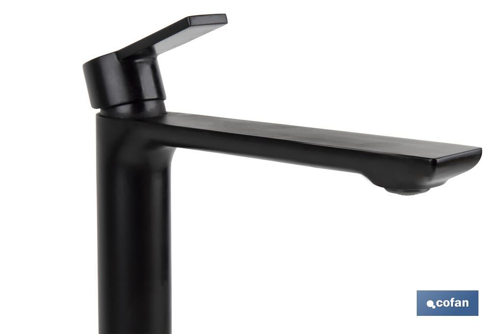 Single-handle tall mixer basin tap | Black bathroom fittings | Cartridge of 25mm - Cofan