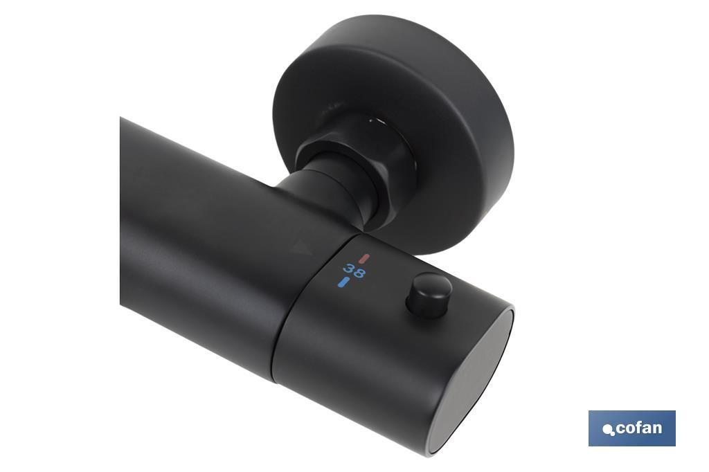 Thermostatic bath mixer tap | Black bathroom fittings | Size: 26.5 x 3.1cm  - Cofan