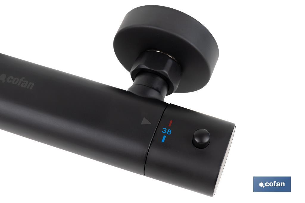 Thermostatic shower mixer tap | Black bathroom fittings | Size: 26.3 x 3.1cm  - Cofan