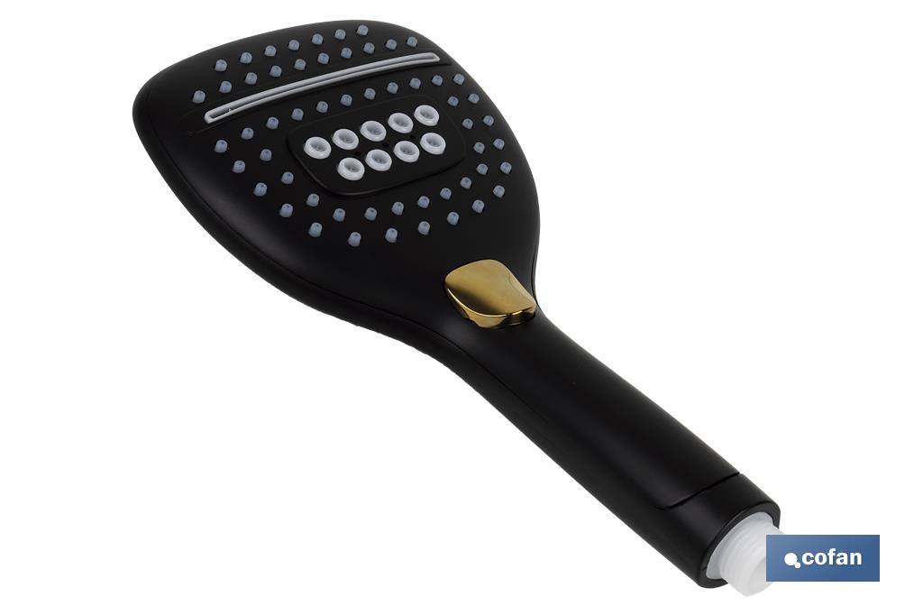 Anti-limescale hand-held shower head | Black bathroom fittings | 3 spray modes - Cofan