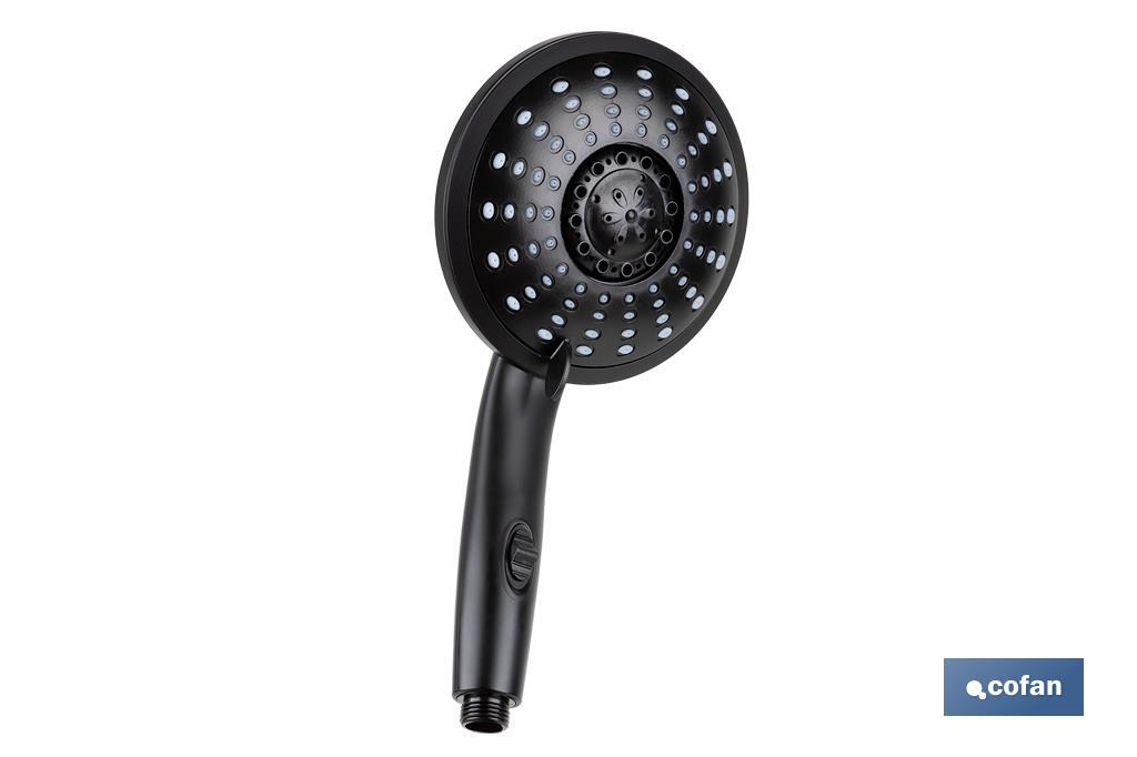 Hand-held shower head | Black bathroom fittings | 5 spray modes - Cofan