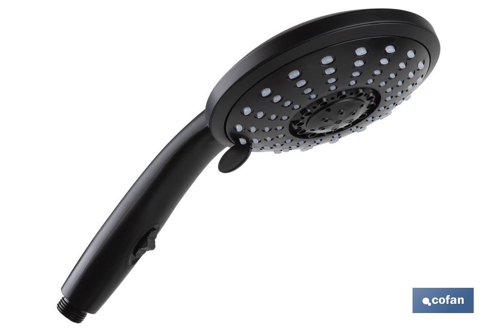 Hand-held shower head | Black bathroom fittings | 5 spray modes - Cofan