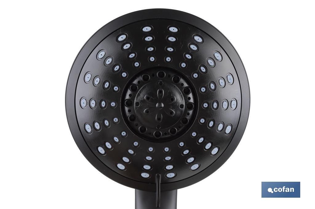 Hand-held shower head | Black bathroom fittings | 5 spray modes - Cofan