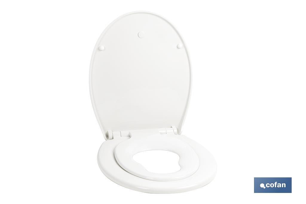 Tapa de WC familiar oval | Material: polipropileno | Cierre lento y silencioso - Cofan