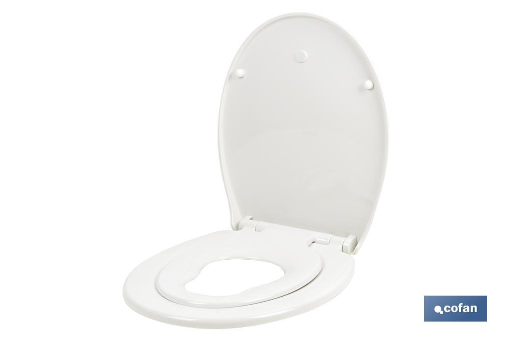 Oval-shaped toilet seat | Material: polypropylene | Soft close and noiseless - Cofan