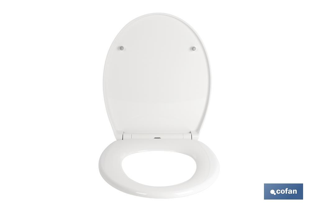 Tampa de wc | Com botão de liberação rápida | forma oval | Material: polipropileno | Fecho lento e silencioso - Cofan