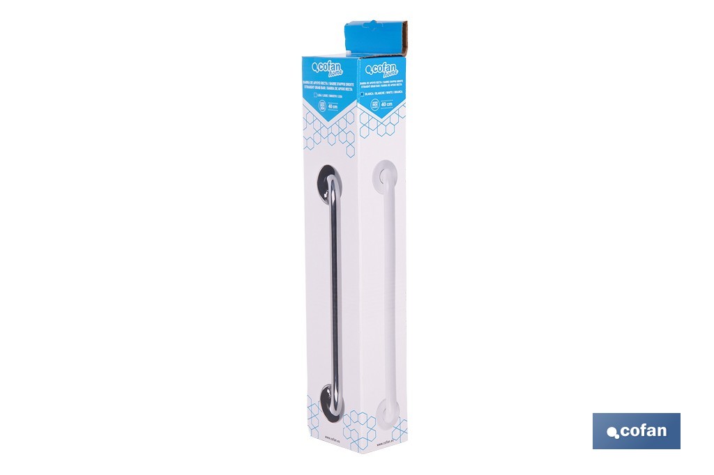 Barra de apoio reta | Cor: Branca | Material: Aço pintado | Vários tamanhos - Cofan