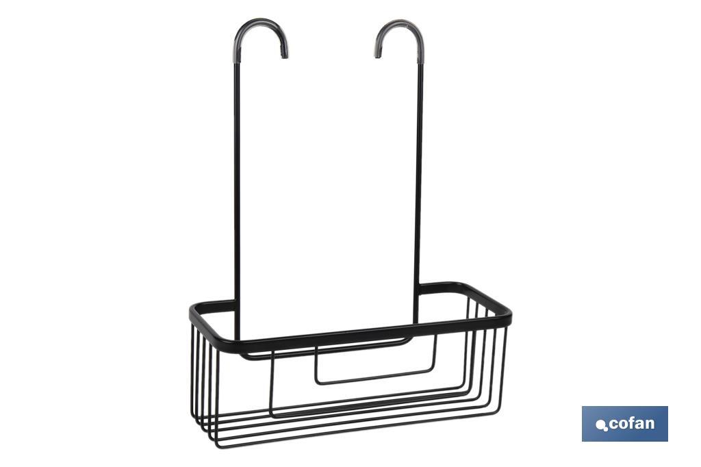Cesto de Ducha | Estante en Color Negro Mate | Sin Taladro | Medidas: 30 x 12 x 10 cm y Altura 38 cm - Cofan